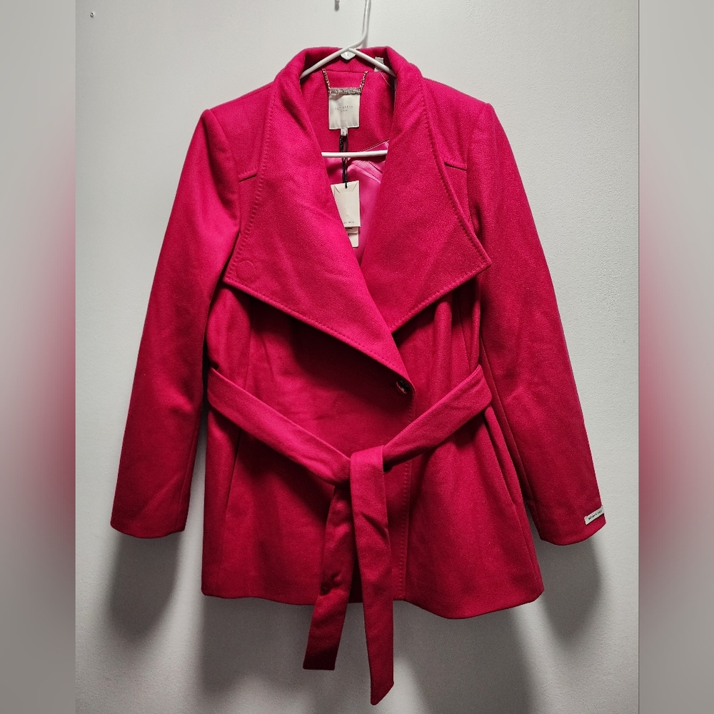 NWT Ted Baker London Deep Pink Wrap Coat Size 5